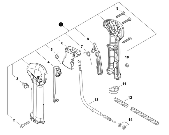 Echo SRM-4510 Control Handle Assembly (Fig 1) New OEM P100008620