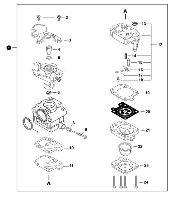 Echo SRM-4510 Carburetor (Fig 1) New OEM A021004980