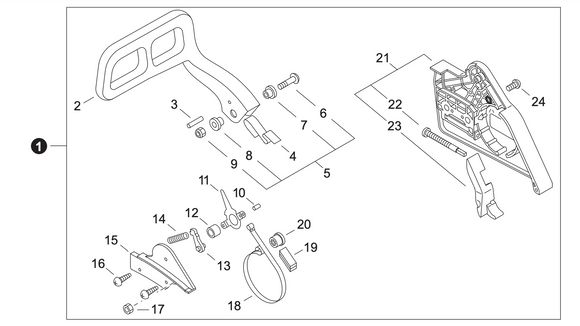 Echo Chain Brake Assembly (Fig 1) Fits CS-680 New OEM P021044520 Replaces P021010642