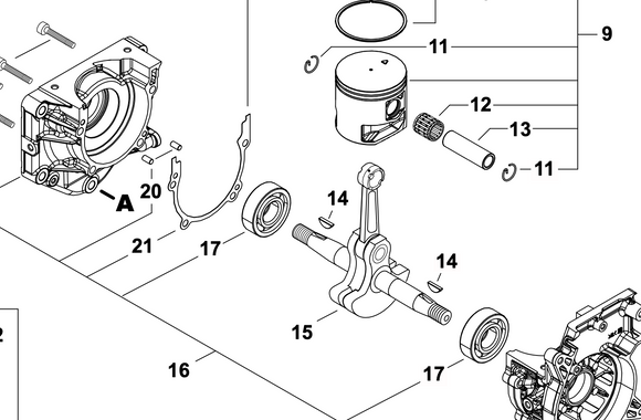 Echo PB-7910T, 7910H, Shindaiwa EB-790, 790RT Crankshaft (Fig 15) New OEM P200001910