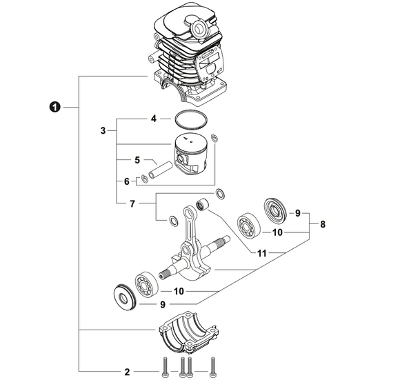 ECHO Cylinder and Crankcase Set (Fig 1) Fits CS-3410, Shindaiwa 335s New OEM P021054700