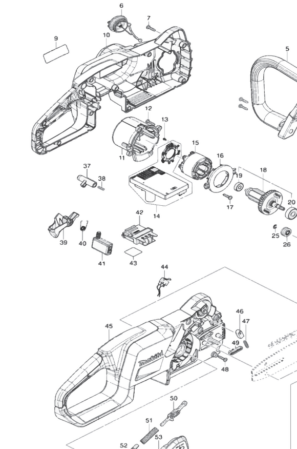 Makita XCU11 18V LXT Cordless Chainsaw Housing Set (Fig 10 & 45) 183W83-4
