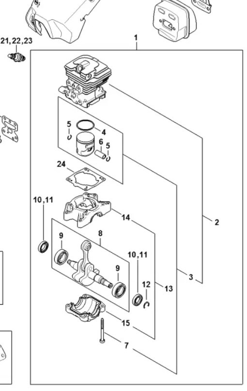 Stihl MS 162 Cylinder Engine New OEM 11480200201