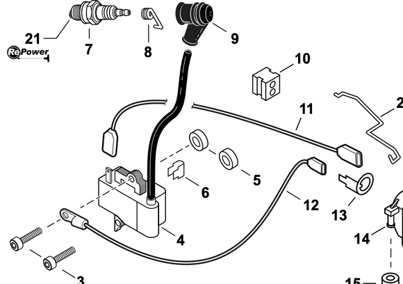 Echo Cs-370 Cs-400 LEAD - IGNITION L= 172 (Fig 11) New OEM V485000680