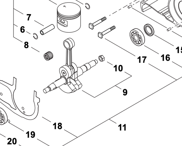 Echo Cs-490 Cs-500P, Shindaiwa 491s Crankshaft Assembly (FIG 9) New Oem P021036181