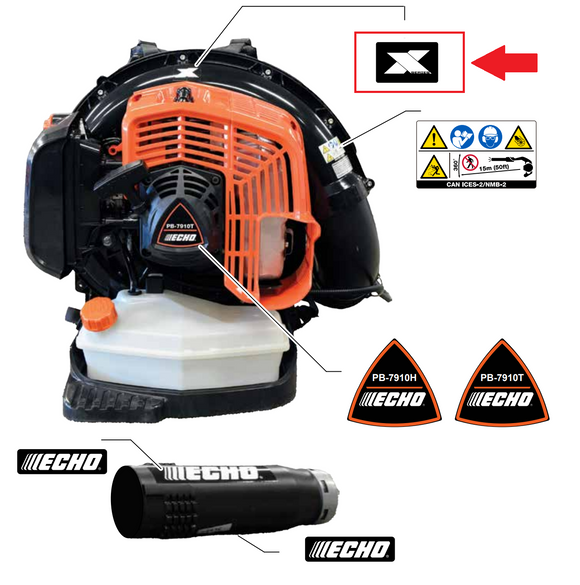 Echo PB-7910T, 7910H, Shindaiwa EB-790, 790RT X-Series Label New OEM X530000610