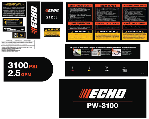 Echo PW-3100 Set, Pw-3100 Complete Decal New Oem YH653001120