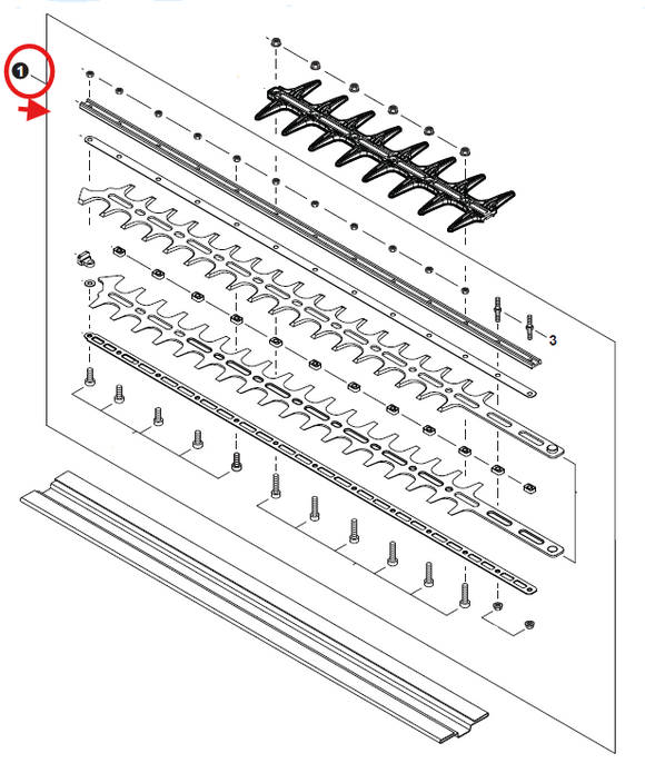 Echo HC-2810 Cutter Assy, 30" (Figure 1) New Oem X041000780, Replaces X041000470