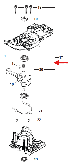 Echo HC-2210, HC-2810, HCS-2810, HCS-3810 +Crankcase Kit New Oem P100001511 (Figure 17)