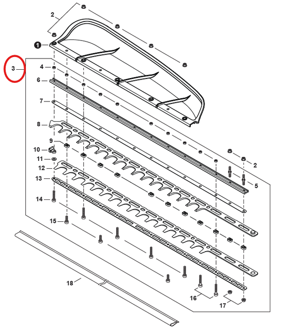Echo HCS-2810, HT232 Cutter Assy, 28" New Oem X041000740 Replaces X041000440 (Figure 3)