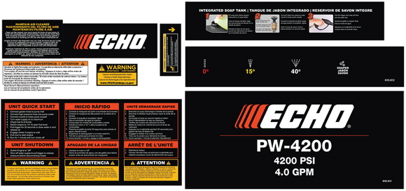 Echo PW-4200 Set, Pw-4200 Complete Decal New Oem YH653001130