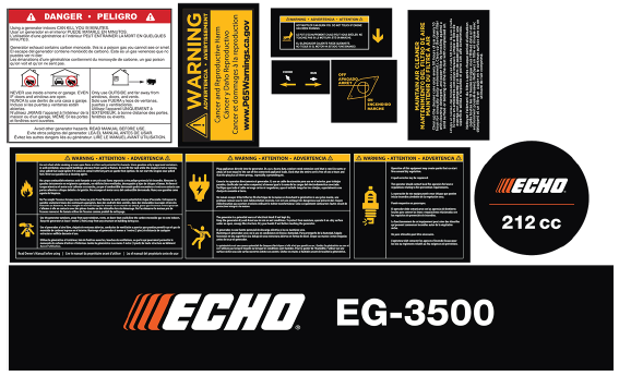 Echo EG-3500 Set, Eg-3500 Complete Decal New Oem YH653001100