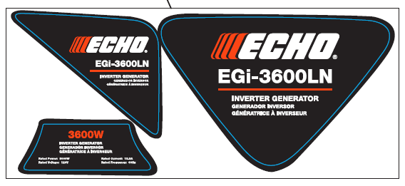 Echo EGi-3600 Set, Egi-3600Ln Label New Oem YH653000800
