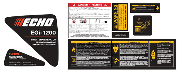 Echo EGi-1200 Set, Egi-1200 Complete Decal New Oem YH653001090