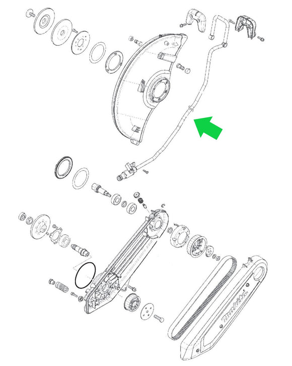 Makita GEC01 80V max (40V max X2) XGT Power Cutter/Concrete Saw Hose Assembly New OEM 122B46-9