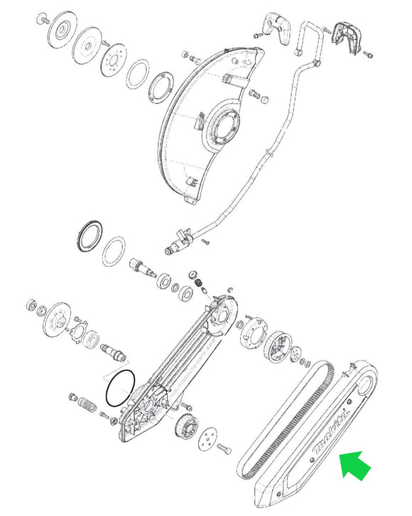 Makita GEC01 80V max (40V max X2) XGT Power Cutter/Concrete Saw Belt Cover Complete New OEM 141G40-2