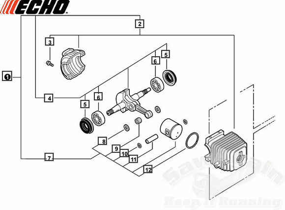 Echo Cs-303T Engine Short Block Assembly, Cylinder, Piston, Rings, Crankshaft New Oem Sb1108