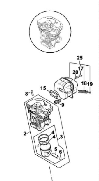 Stihl Ms 311 Cylinder/Piston Assembly (47 mm) New OEM 11400201201