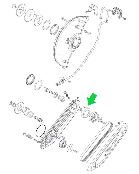 Makita GEC01 80V max (40V max X2) XGT Power Cutter/Concrete Saw Pulley Bottom Plate New OEM 347915-3