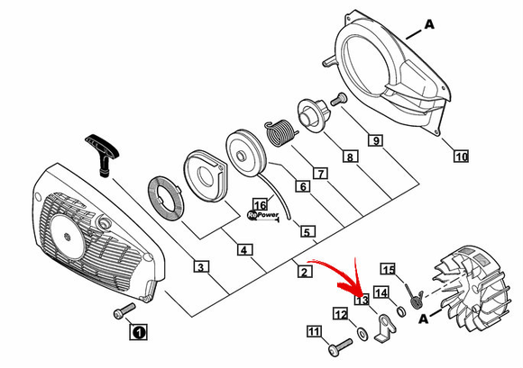 Echo CS-355T, CS-36TES, Shindaiwa 358Ts Recoil Starter Pawl A514000270