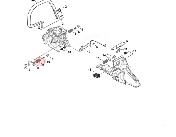 Echo Cs 550, 590 Timber Wolf, 600P, 620P, 620Pw Tank Handle Buffer Compression Spring V450000760 New Oem