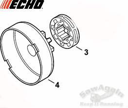 Echo Cs 590 Timber Wolf, 600P,  620P Clutch Drum And 3/8 7 Tooth Rim Sprocket Oem-2