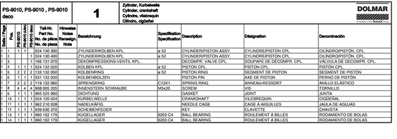 Dolmar Ps9000, Ps-9010 Cylinder Gasket 965525060