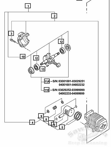 Echo Cs-340, Cs-341, Cs-345, Cs-346 Engine Short Block Assembly, Cylinder, Piston, Rings, Crankshaft New Oem Sb1069