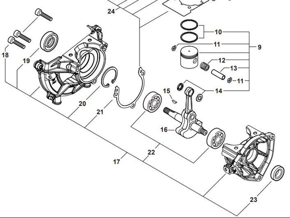 Echo SRM-3020, Shindaiwa T302 Crankcase Kit (Fig 17) New Oem P100005260