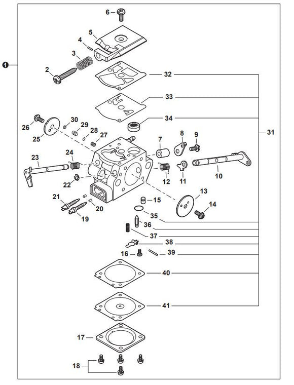 Echo CS-361P Carburetor C1Q-110124A New (Fig 1) Oem A021004400