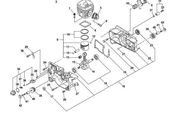 Echo Cs 670 Chainsaw Crankcase Assembly (Fig 16) 10020438137, Replaces 10020438133