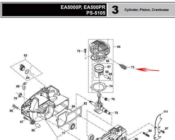 Dolmar Ps-500, Ps-510, Ps-5100, Ps-5105, Ps-460, Ps-4600, Ps-5000, 6100, Makita Dcs 460, Dcs 510, Dcs 51020, 5121 Cylinder To Handle Damping Spring New Oem 181114401