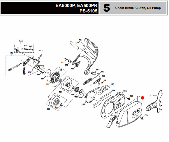 Dolmar Ps 460, 4600, Ps 510, Ps 500, Ps 5105, Makita  Ea5000Pr Clutch Sprocket Cover (Red) 957213200