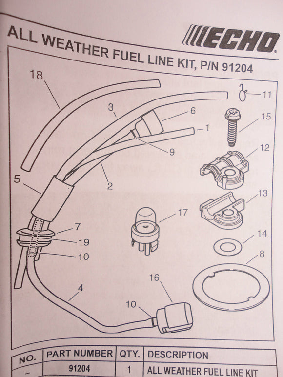 Echo Pb 760 LNH, Pb 760LNT, Pb-770H, Pb-770T All Weather Fuel Line Kit 91204