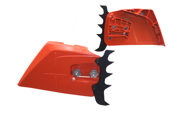 Echo Cs-590 Timber Wolf,  Cs-600, Cs-620 Cs-620PW Magnesium Clutch Cover Sprocket Guard with Outside Bumper Spike and  Screws New Oem  C300001200,