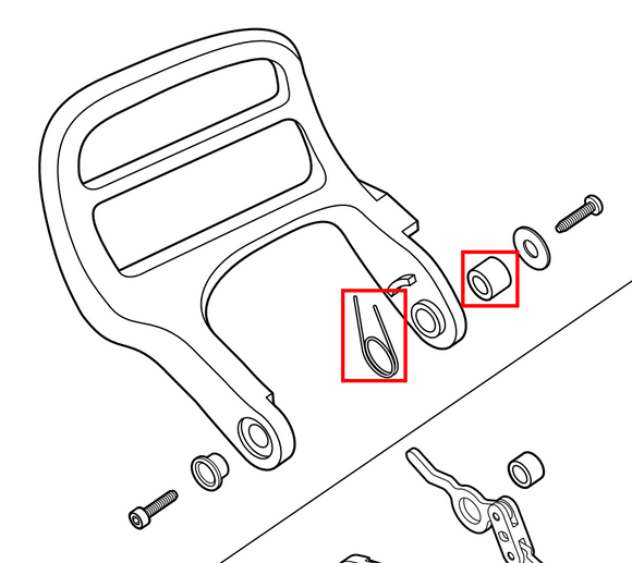 Echo CS-310, CS-352, CS-353ES, CS-370, CS-400, CS-510, CS-530, Shindaiwa 305s, 340s, 402s, Brake Handle Torsion Spring and Spacer New Oem V452000250,