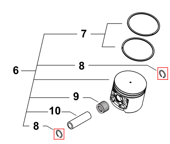 Echo CS-670, 680, 7310P, 7310PW Snap Ring (Fig. 8) New Oem V580000000