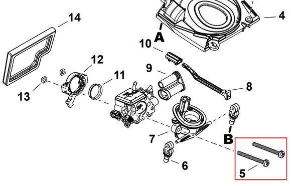 Echo CS-7310P, 7310PW Bolt 4x55 (Fig. 5) New Oem V202000790