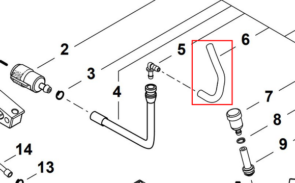 Echo CS-7310P, 7310PW Black Fuel Pipe 3.5—6—75 (Fig. 6) New Oem V471005680