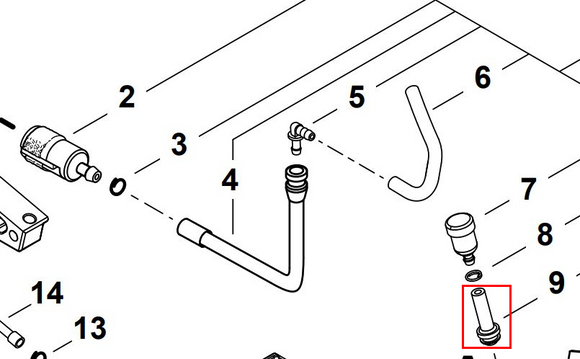 Echo CS-7310P, 7310PW Fuel Vent Pipe (Fig. 9) New Oem V470002410