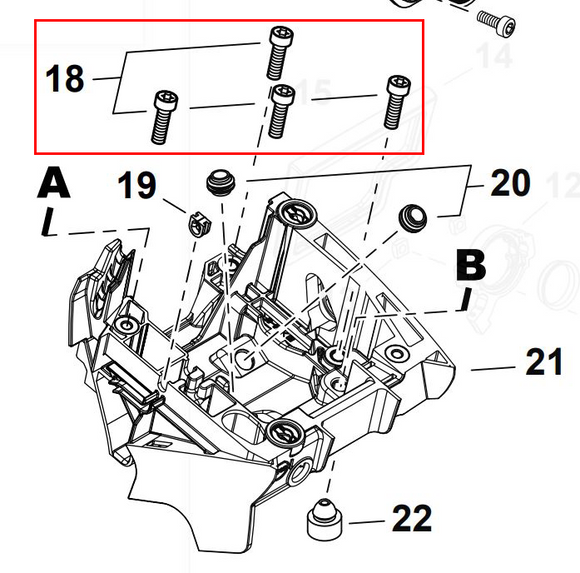 Echo CS-7310P, 7310PW SRM-3020 Shindaiwa T302, T302X Torx 5x20 Bolt (Fig. 18) New Oem V835000030