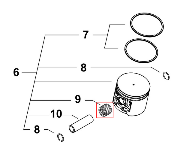 Echo CS - 7310P, 7310PW Needle 12 Piston Bearing (Fig. 9) New Oem V557000080
