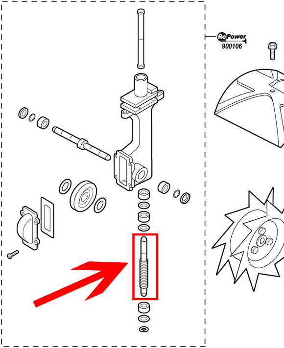 Echo TC-210, TC-210i Worm Shaft, New Oem 60531313350