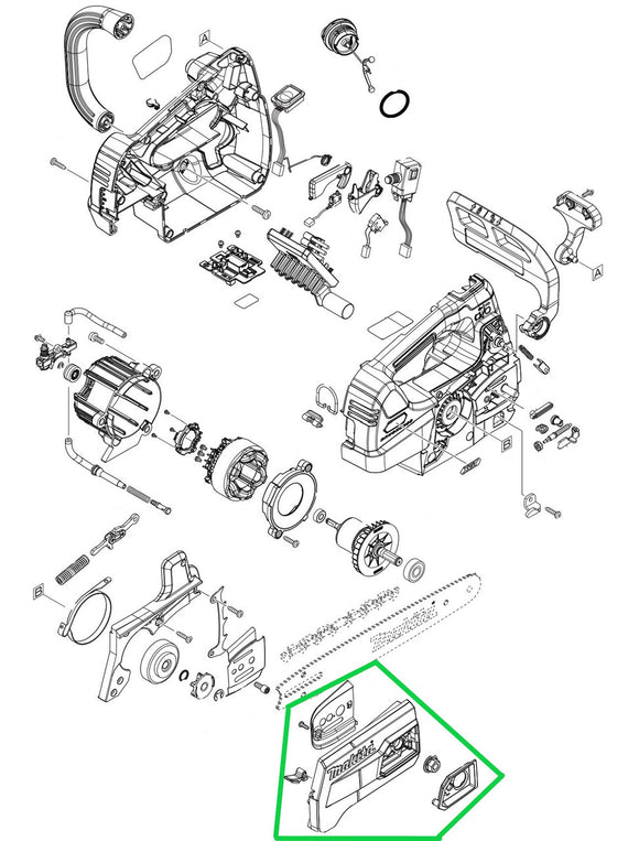 Makita GCU01, GCU02, GCU03 40V max XGT Cordless Top Handle Chainsaw, Sprocket Cover Assembly New OEM 136573-8