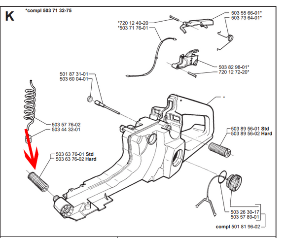 Hyway Buffer Spring Mount Tank To Case Front Fits Husqvarna 362 365 371 372 Xp Jonsered 2063, 2065, 2071, 2163, 2165, 2171 Replaces 503637601