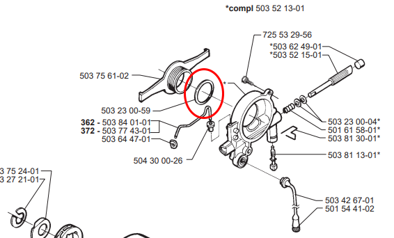 Husqvarna 365, 371, 372 Xp, Jonsered 2063, 2065, 2071, 2163, 2165, 2171 Oem Oil Pump Worm Gear Washer 503230059