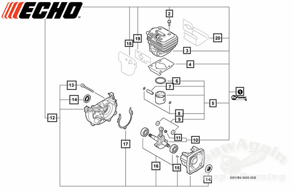 Echo Pb-250, Pb-250Ln Hand Held Blower Short Block Cylinder And Piston Assembly New Oem Sb1104