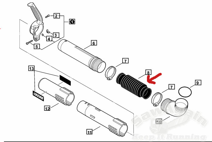 Echo Pb-770H, Pb-770T, Pb-760LNH, Pb-760LNT Backpack Blower Flexible Tube E164000090 New Oem