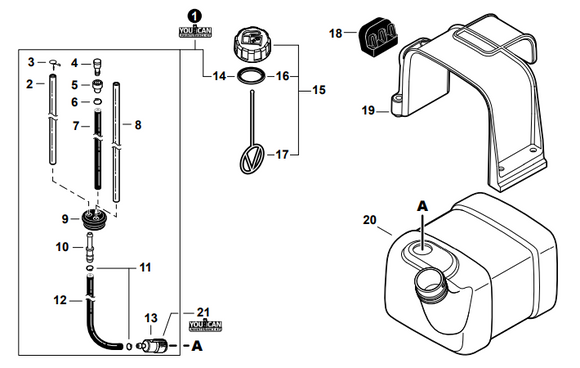 Shindaiwa EB-600-RT, 633RT, Echo PB-580H, PB-580T, 755H, 755T Tank, Fuel (Fig No.20) New Oem A350002531