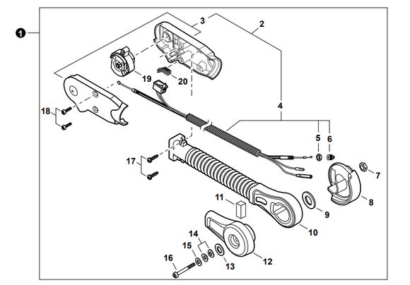 Echo PB 265LN, 580H, 755H, 760LNH, 770H, 8010H, 9010H, Shindaiwa EB 770, 810, 910 Grip Set, Throttle (Fig No.3) New Oem P021014673